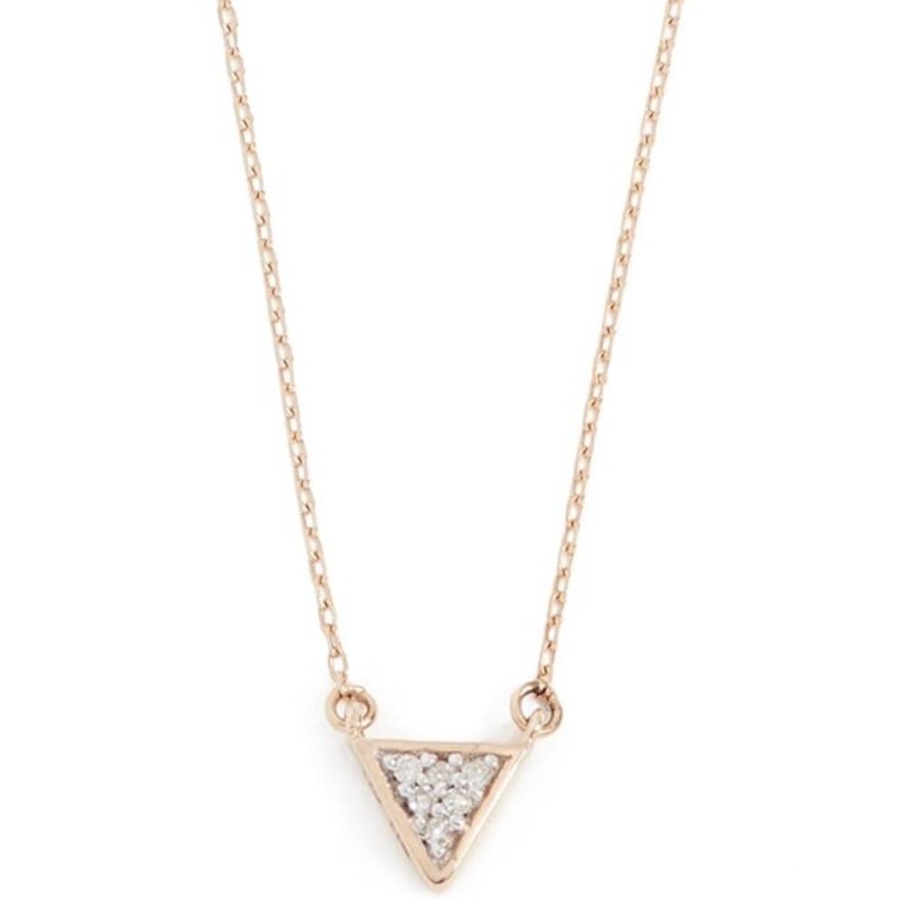 Adina Reyter 14K Pave Diamond Triangle Necklace